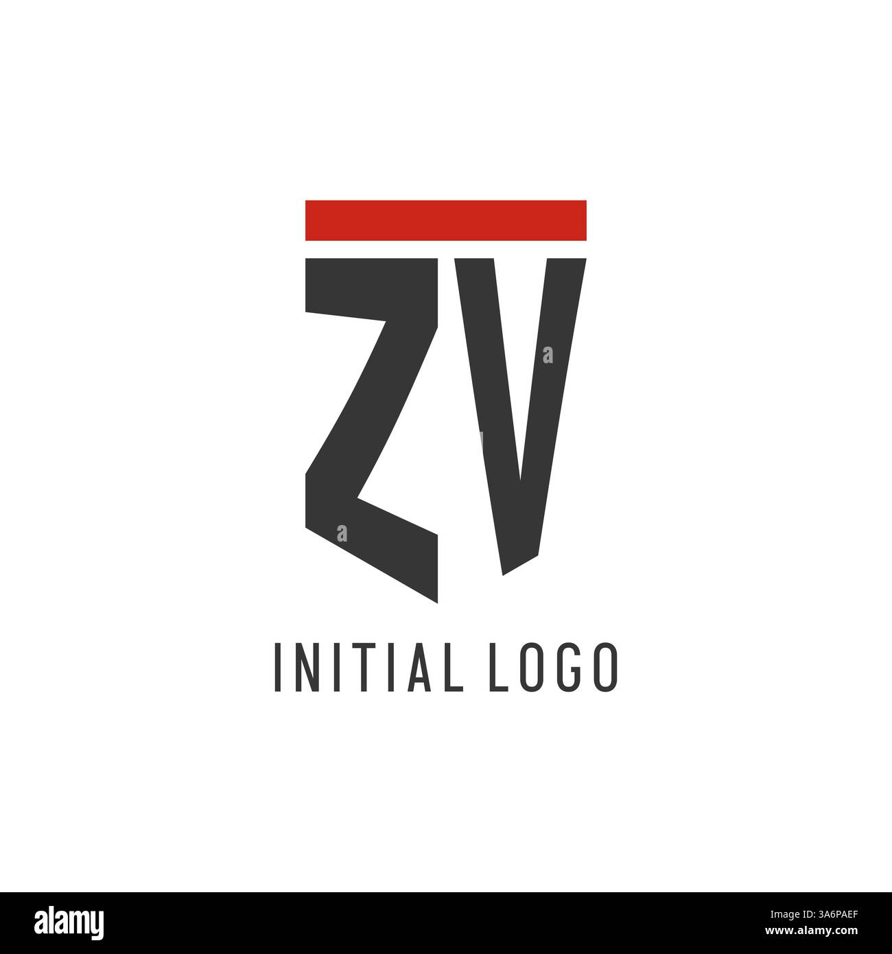 ZV initial esport logo with simple shield design style vector graphic Stock Vector