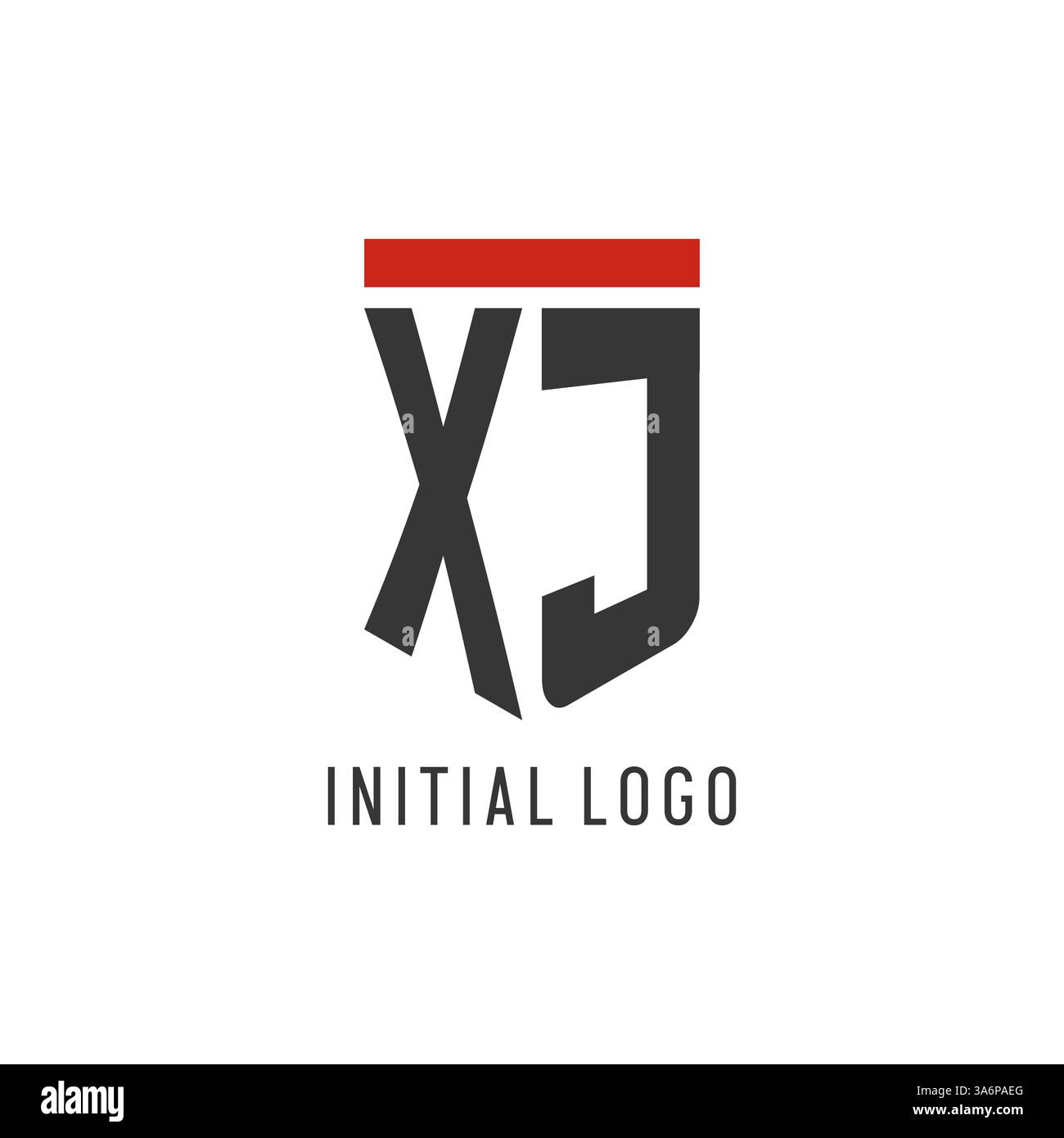 XJ initial esport logo with simple shield design style vector graphic Stock Vector