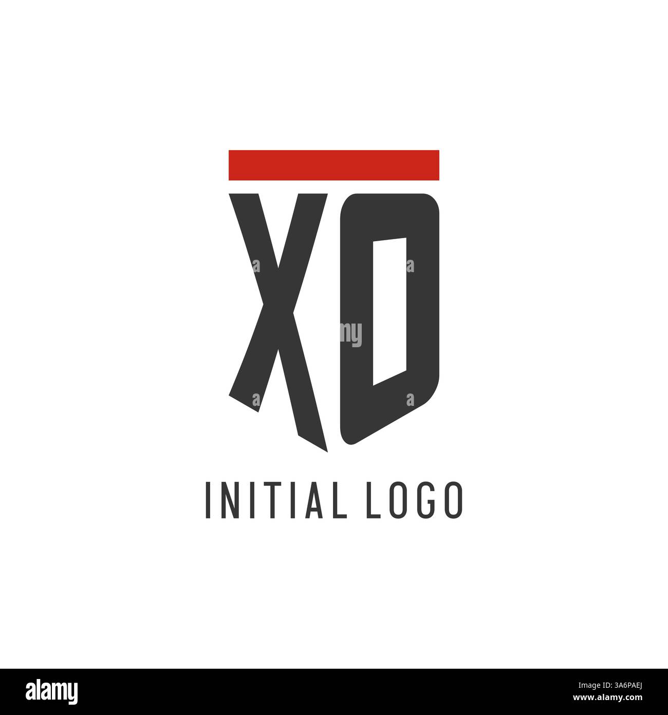 XO initial esport logo with simple shield design style vector graphic Stock Vector