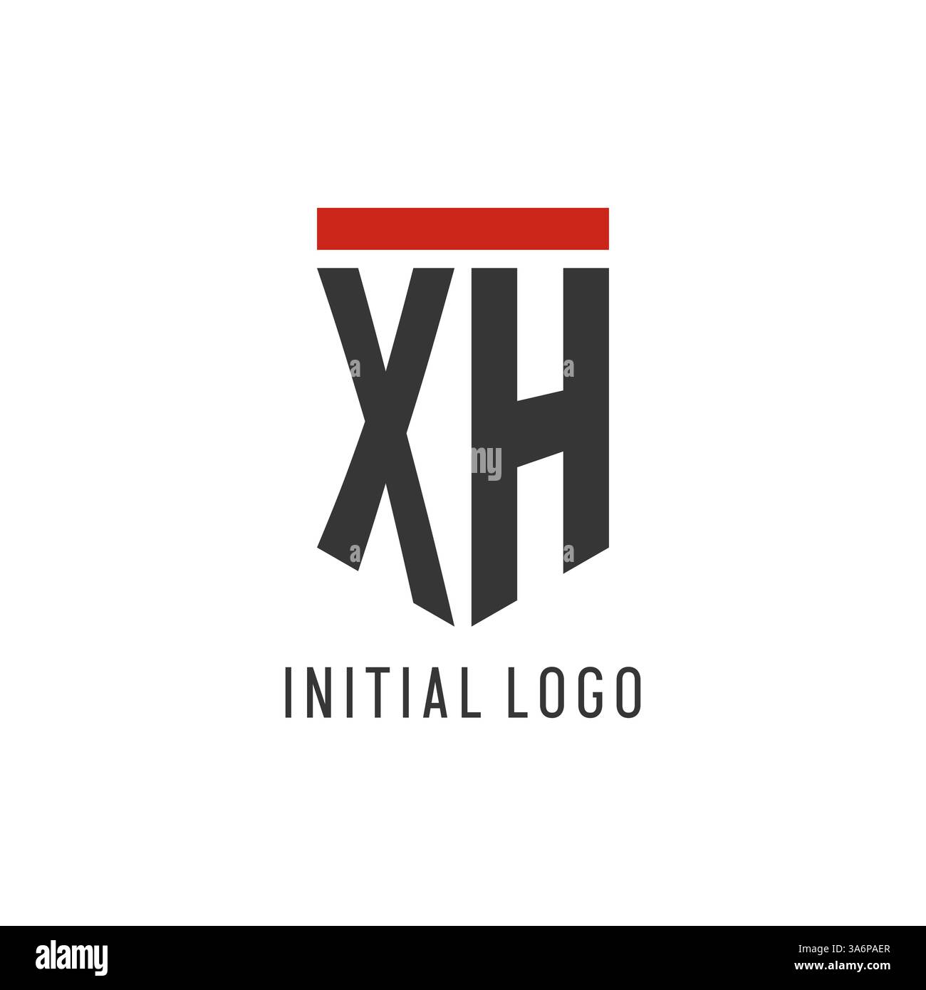 XH initial esport logo with simple shield design style vector graphic Stock Vector