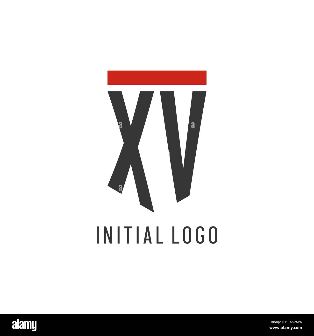 XV initial esport logo with simple shield design style vector graphic Stock Vector