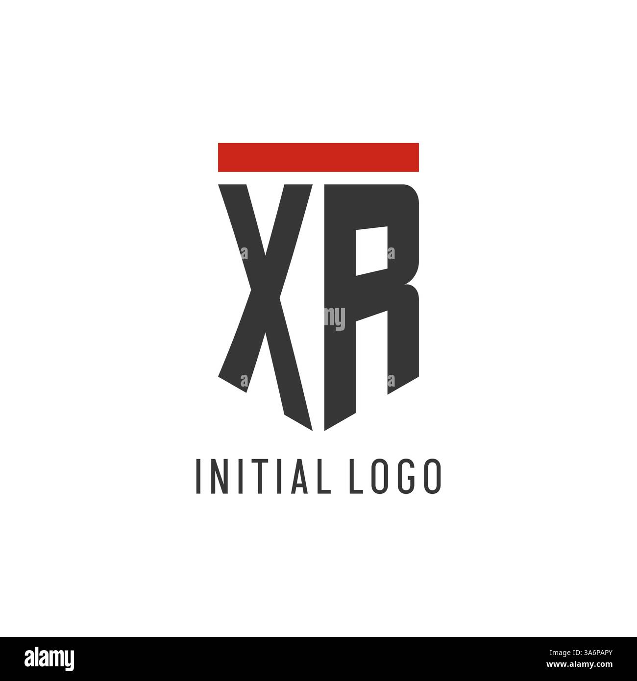XR initial esport logo with simple shield design style vector graphic Stock Vector
