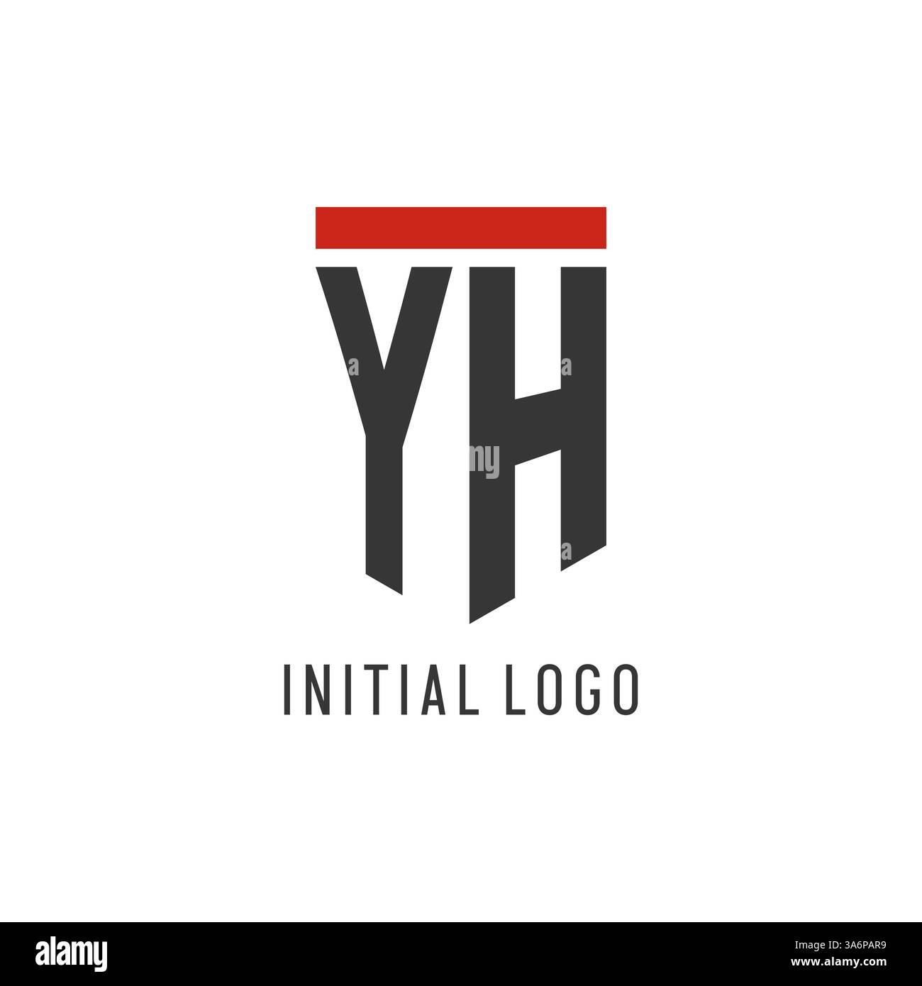 YH initial esport logo with simple shield design style vector graphic Stock Vector