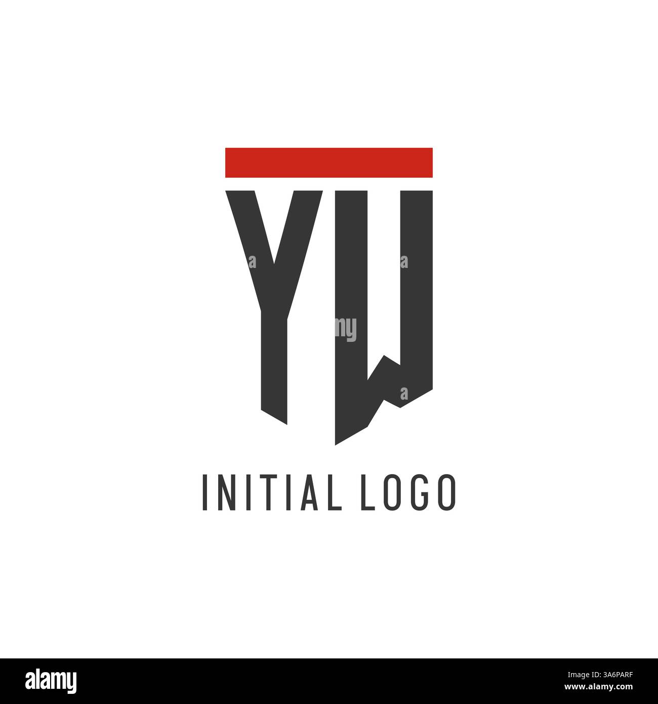 YW initial esport logo with simple shield design style vector graphic Stock Vector