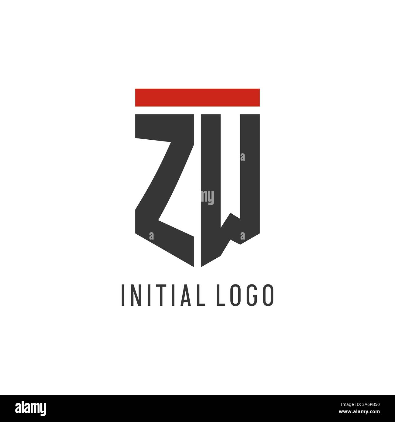 ZW initial esport logo with simple shield design style vector graphic Stock Vector