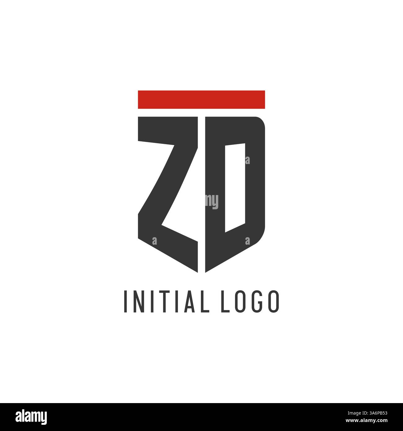 ZD initial esport logo with simple shield design style vector graphic Stock Vector
