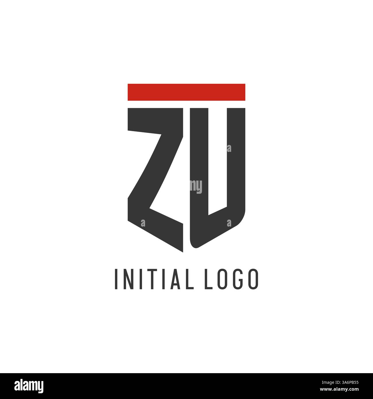 ZU initial esport logo with simple shield design style vector graphic Stock Vector