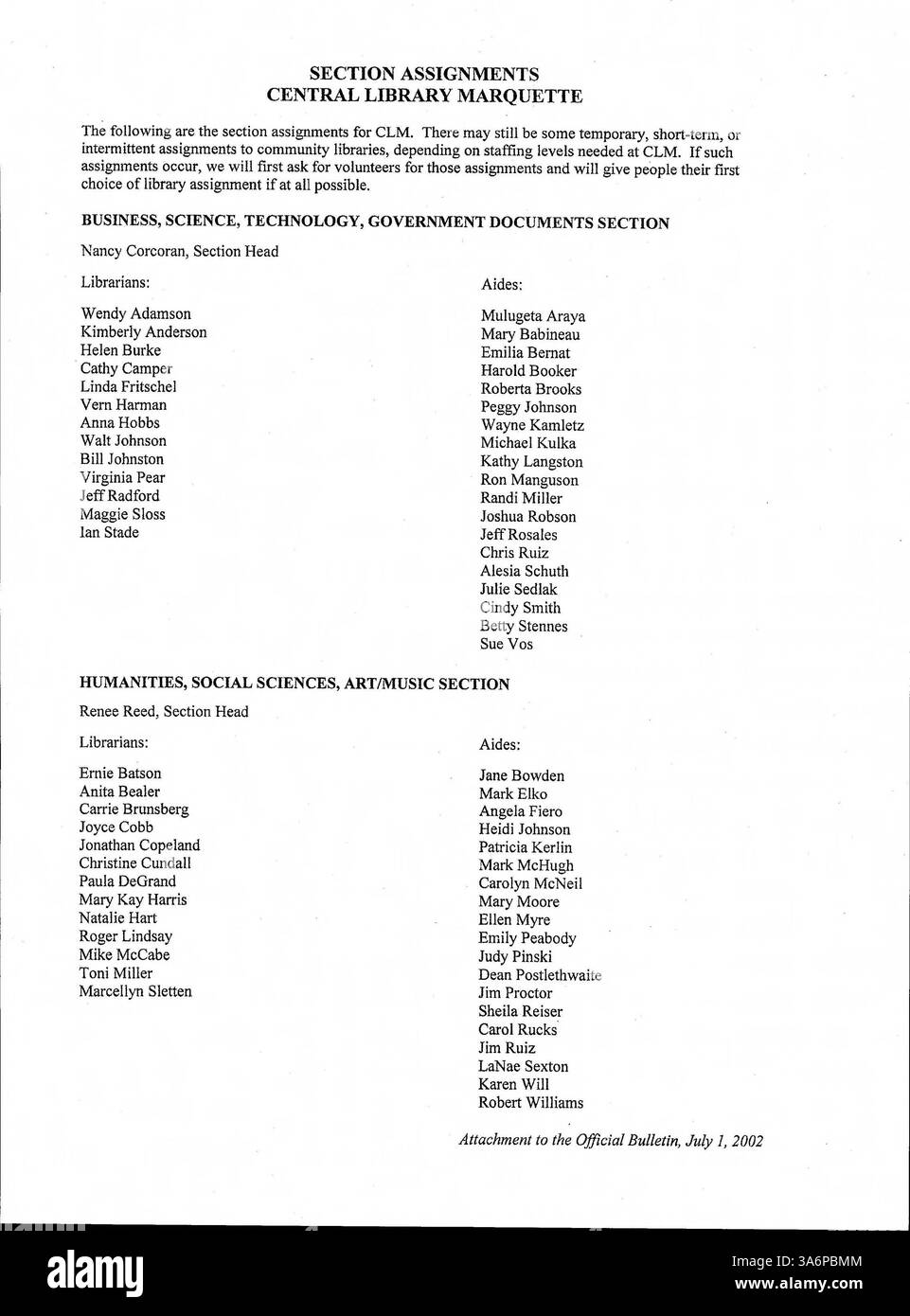 This 2002 bulletin for Minneapolis Public Library employees included ...