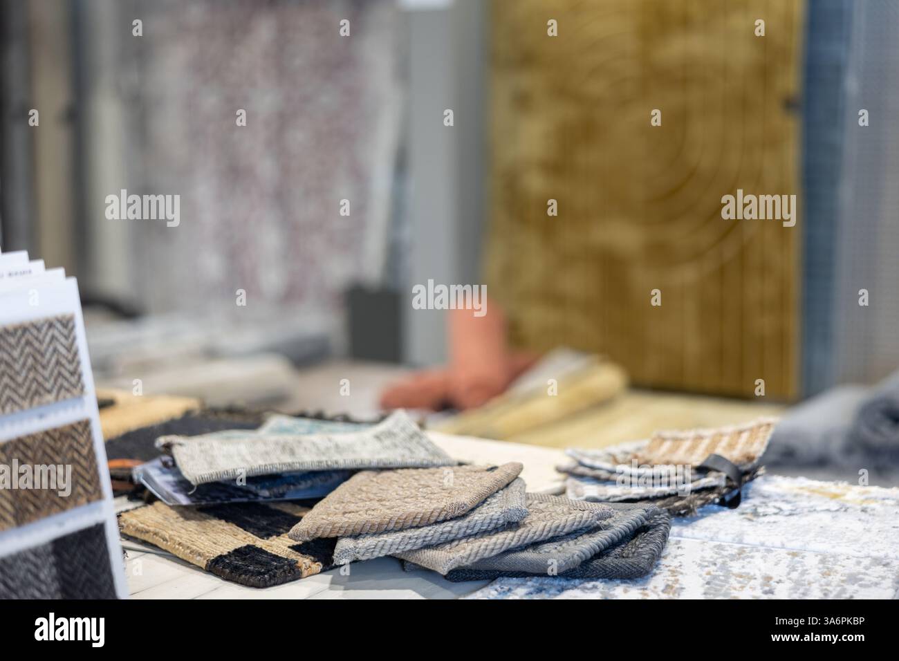 Carpet samples displayed in building store Stock Photo