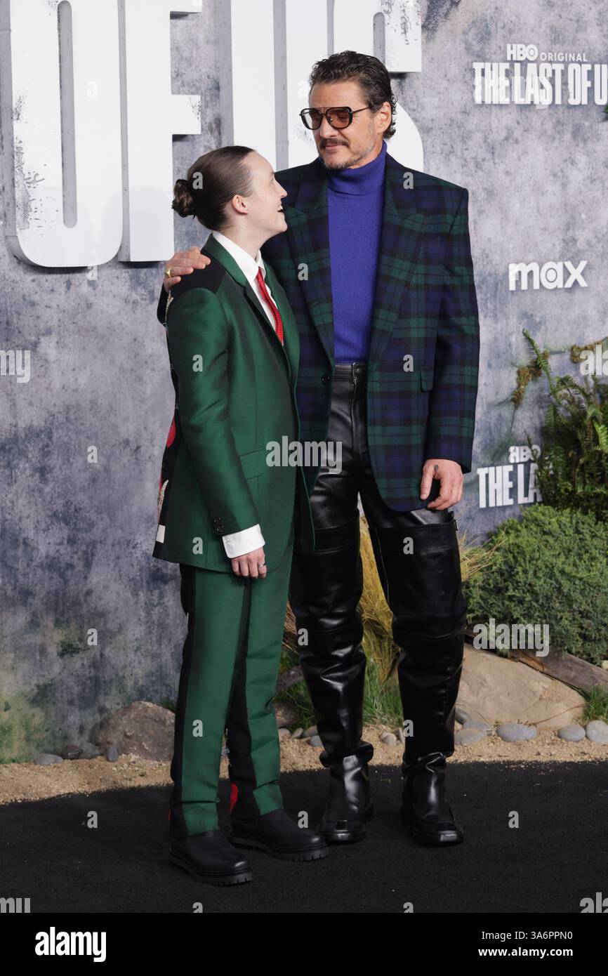 Bella Ramsey and Pedro Pascal attend the Los Angeles premiere Of HBO Original Series "The Last