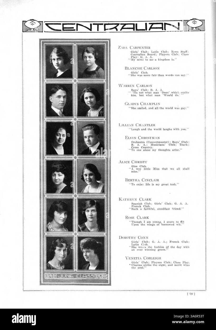 This 1920 Centralian yearbook highlights students, teachers, clubs