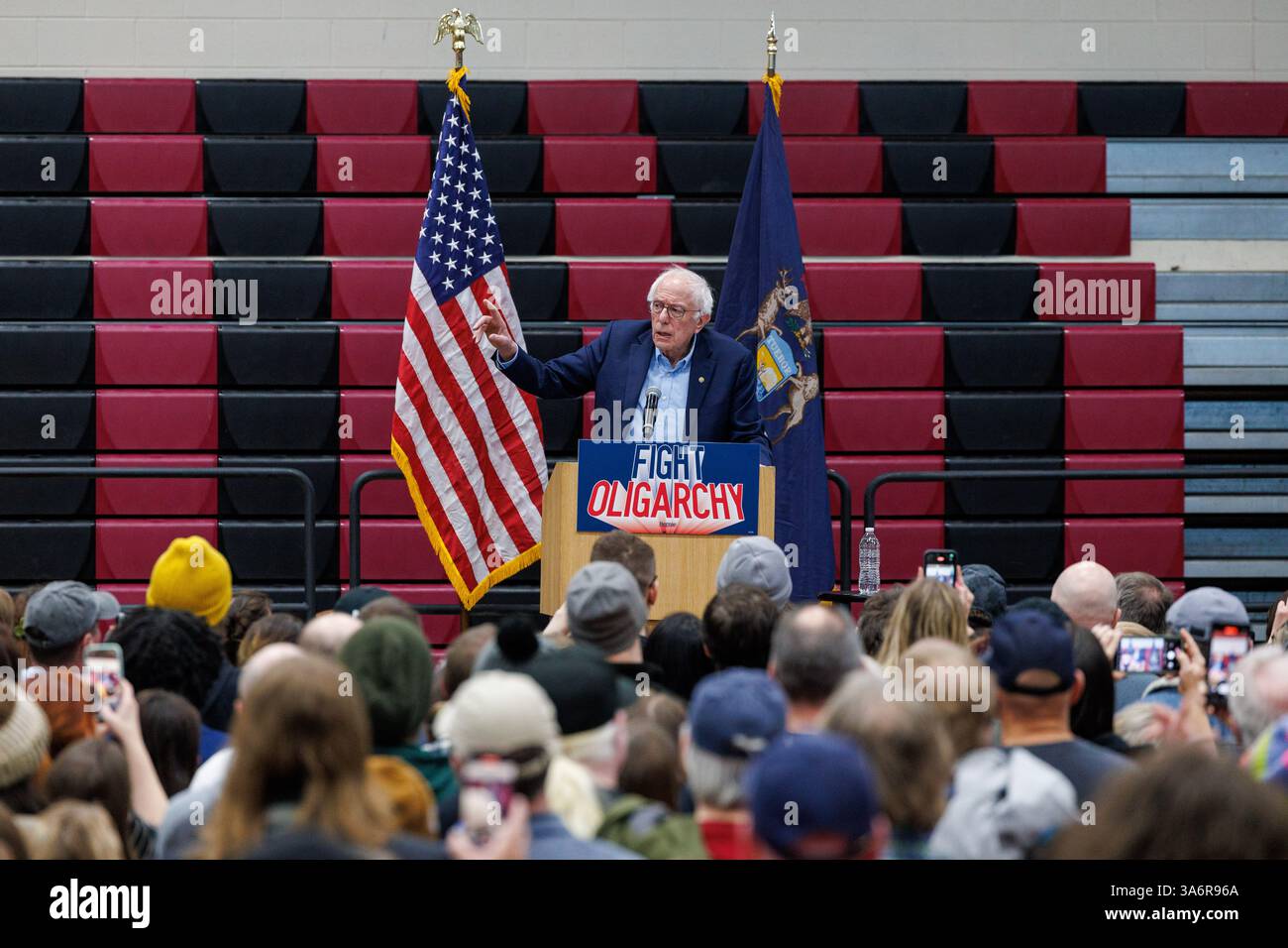U.S. Sen. Bernie Sanders, I-Vt., speaks at a stop on his 