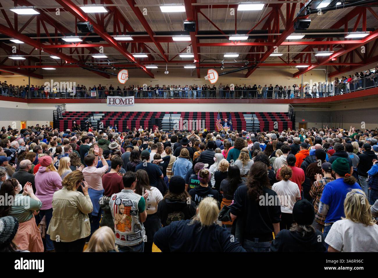Warren, USA. 08th Mar, 2025. U.S. Sen. Bernie Sanders, I-Vt., speaks at ...