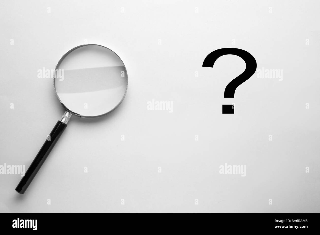 Illustration magnifying glass question mark Black and White Stock ...