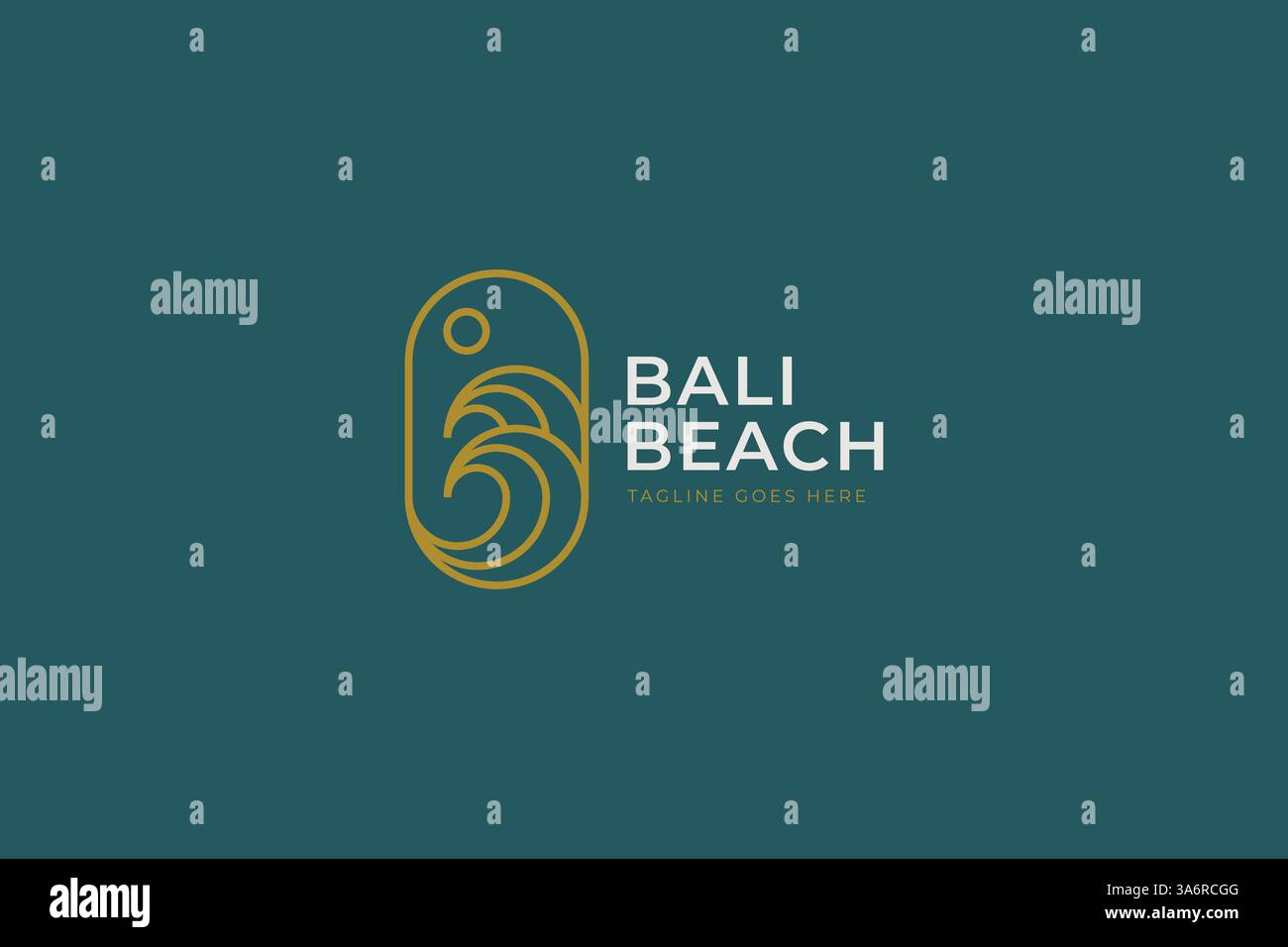 Elegant Bali Beach Logo Design with Minimalist Wave Elements Stock Vector