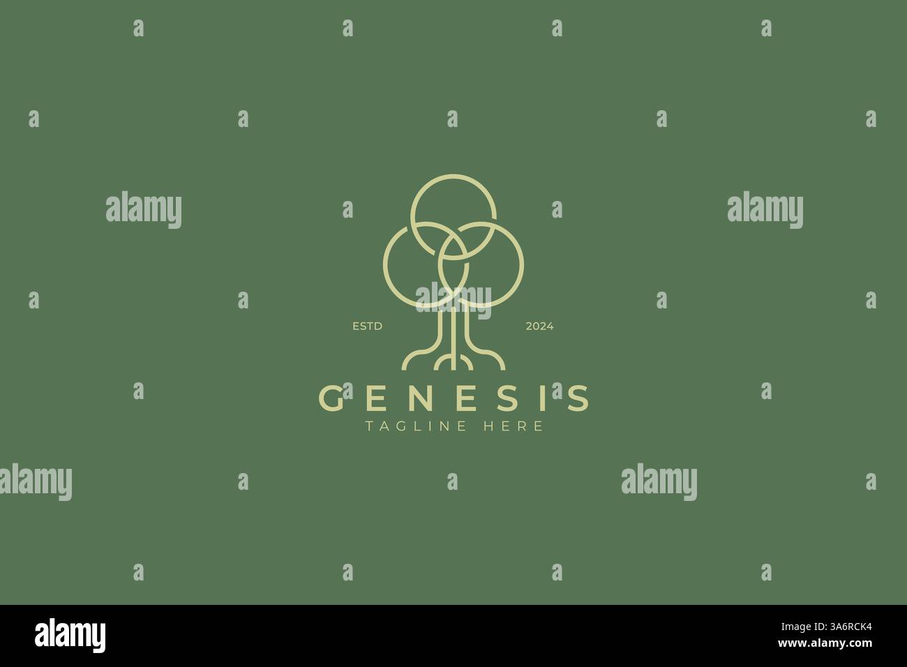 Oak Tree Genesis Logo with 3 Circle Shape Leaf Meditation Spiritual ...