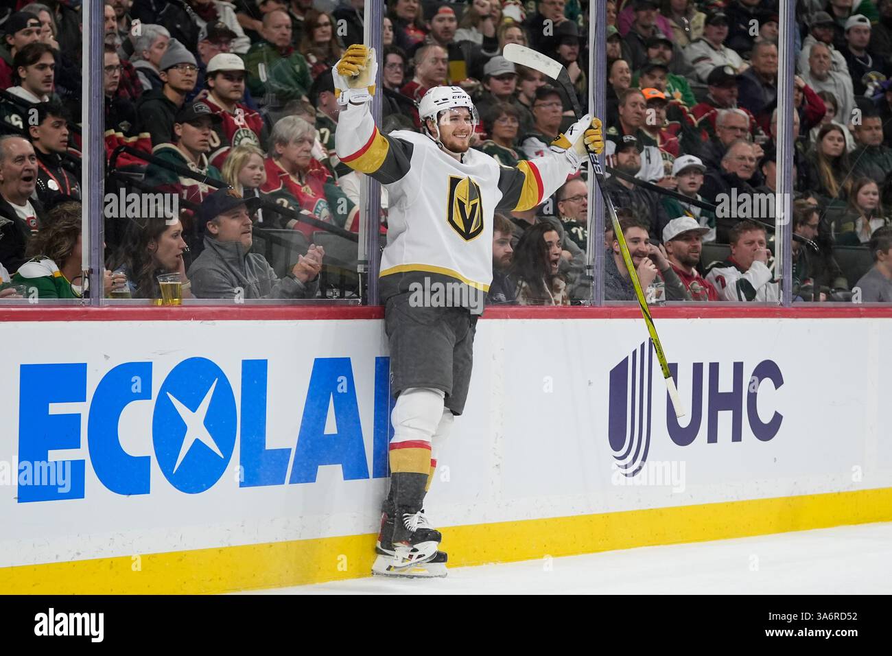 Vegas Golden Knights center Brett Howden (21) celebrates after scoring ...