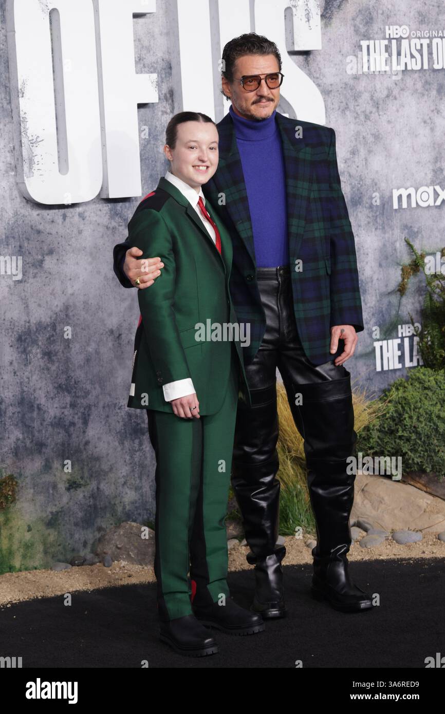 Bella Ramsey and Pedro Pascal attend the Los Angeles premiere Of HBO Original Series "The Last