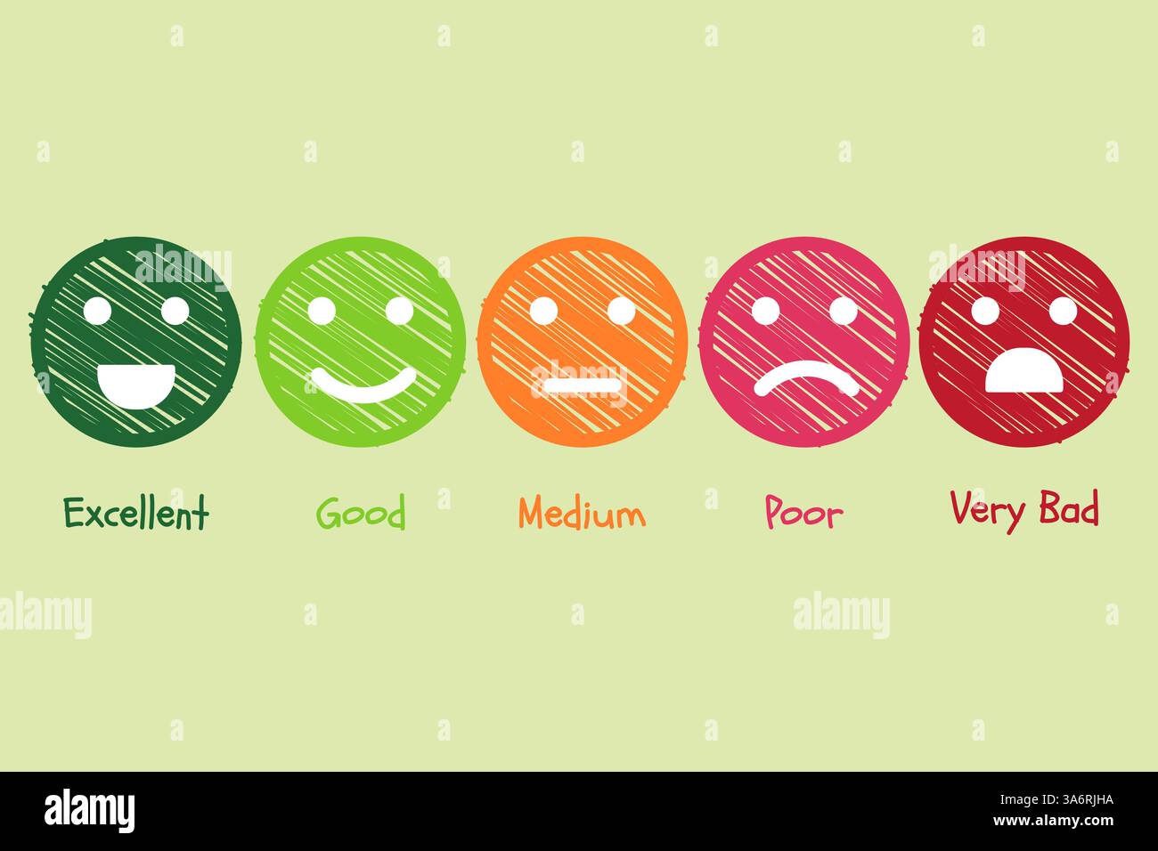 Customer feedback emoticons collection with striped texture. Vector illustration. Stock Vector