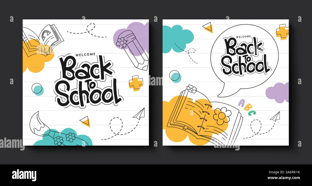 Back to school clipart poster set design. Welcome back to school ...
