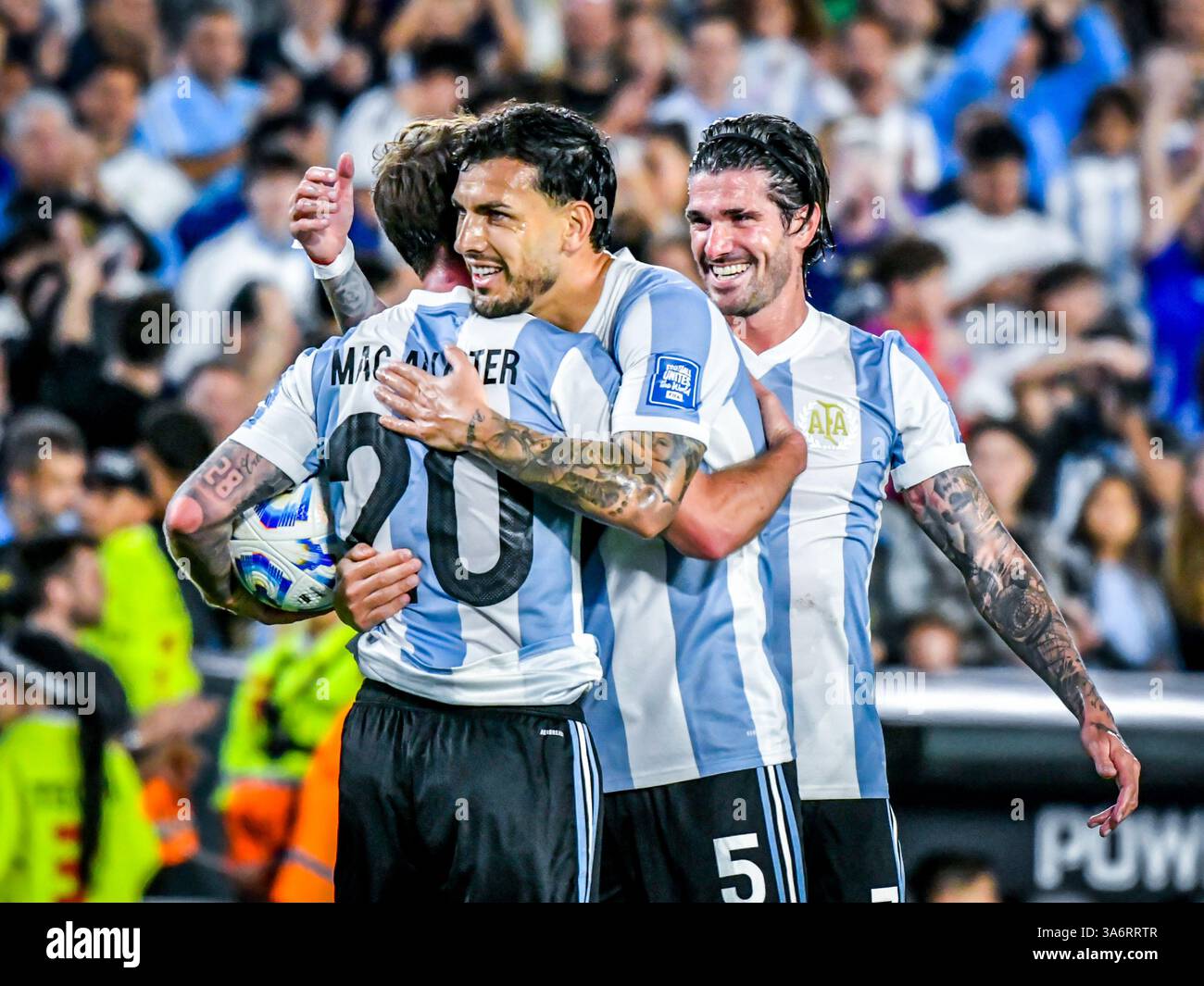 Buenos Aires, Argentina. March 26, 2025. Alexis MAc allister celebrates