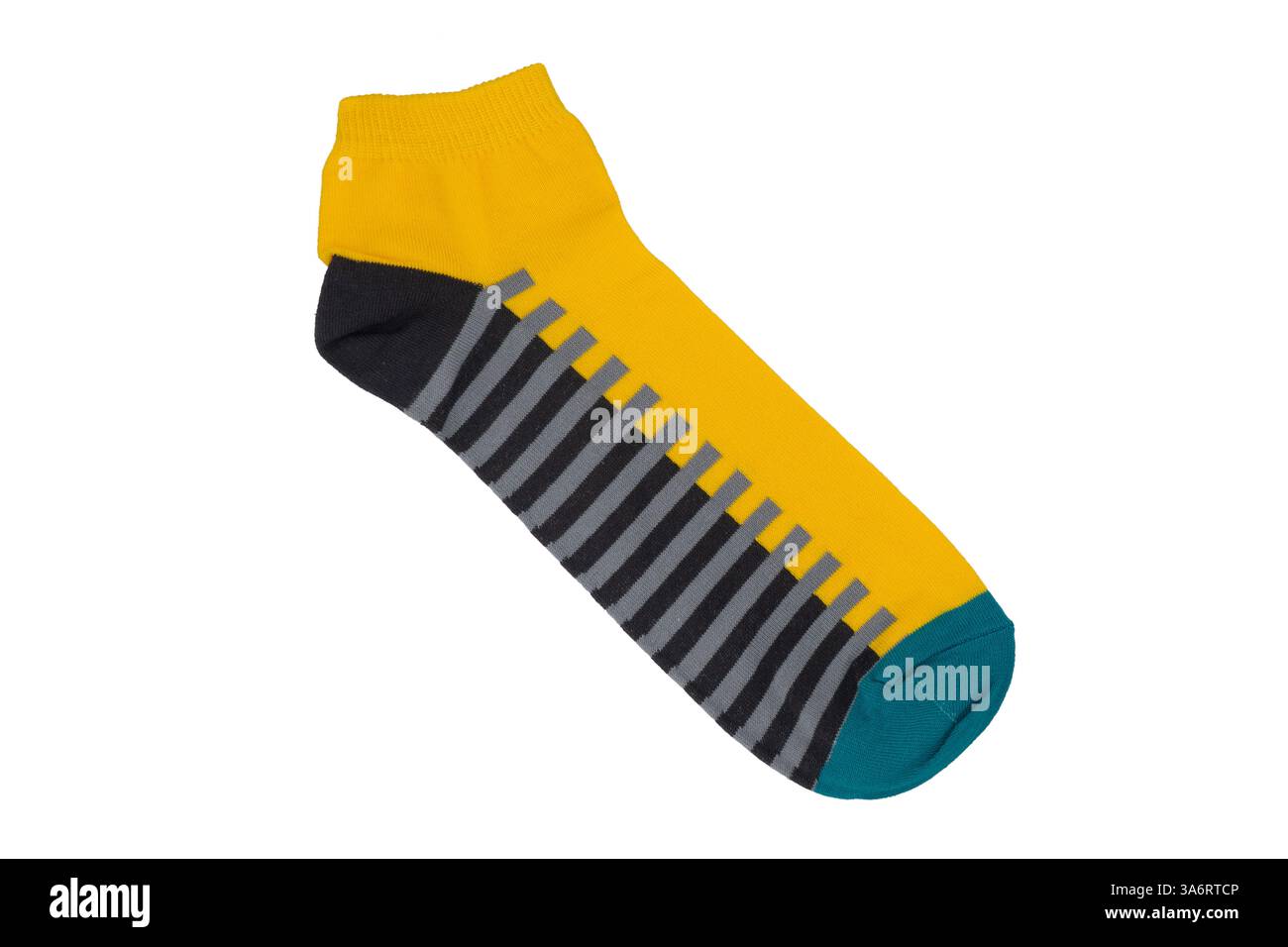 Socks with different lines isolated on white background. Colorful socks son white background. Colored socks isolated on white background Stock Photo