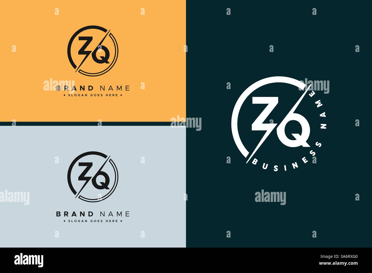 ZQ Vector Logo Template - Simple Icon for Initial Letter Z and Q Monogram Stock Vector
