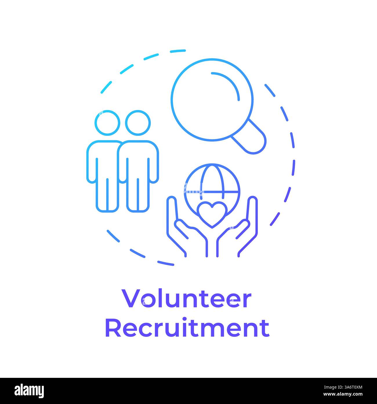 Volunteer recruitment blue gradient concept icon Stock Vector