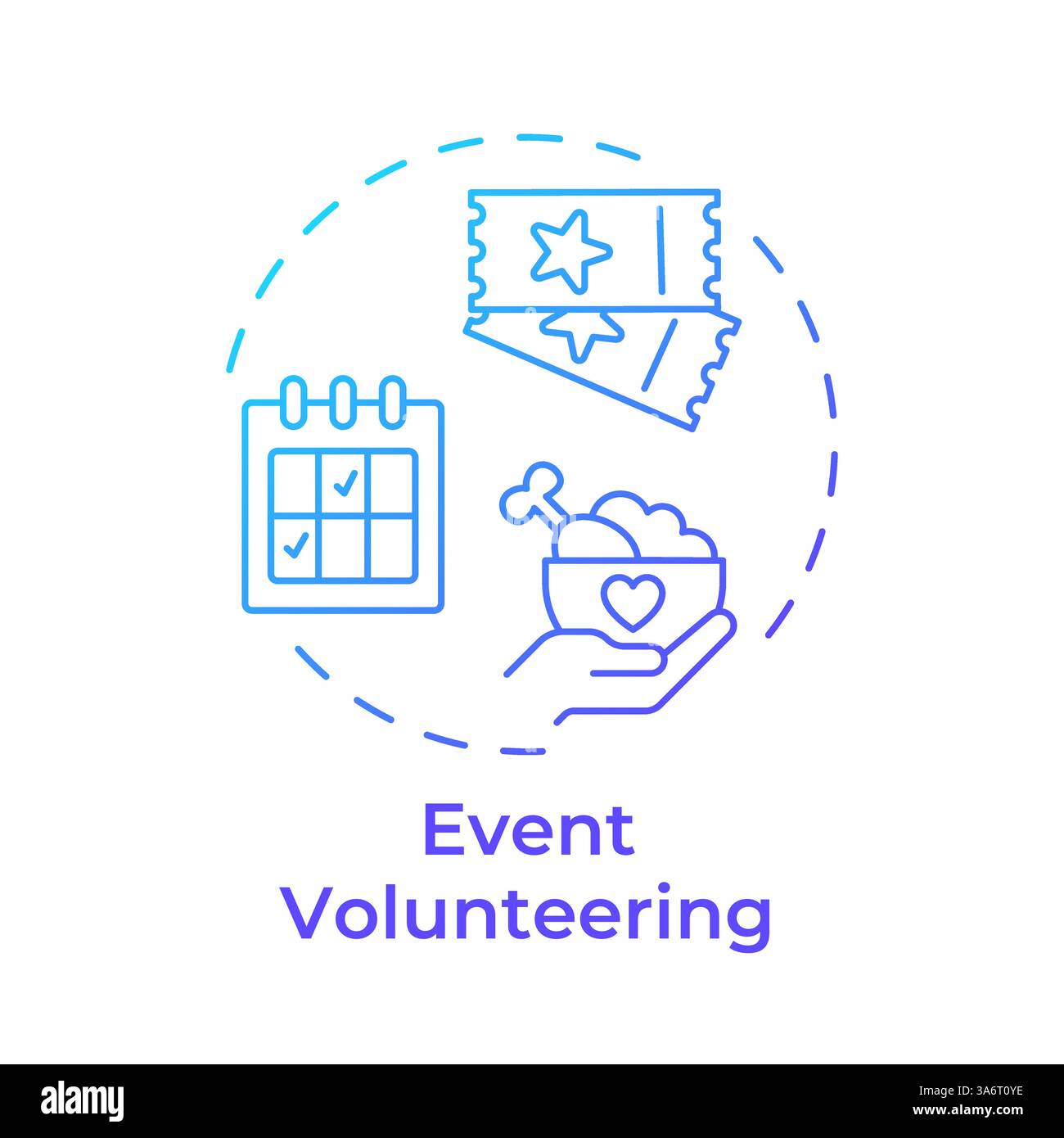 Event volunteering blue gradient concept icon Stock Vector