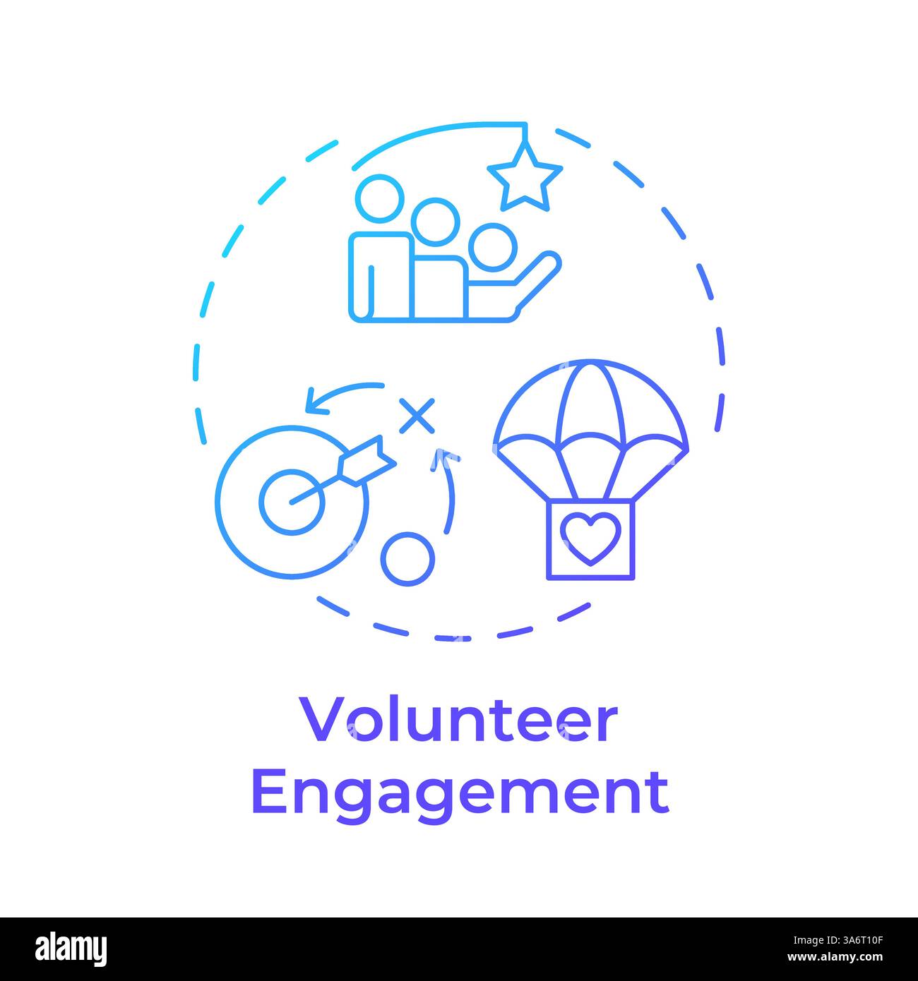 Volunteer engagement blue gradient concept icon Stock Vector