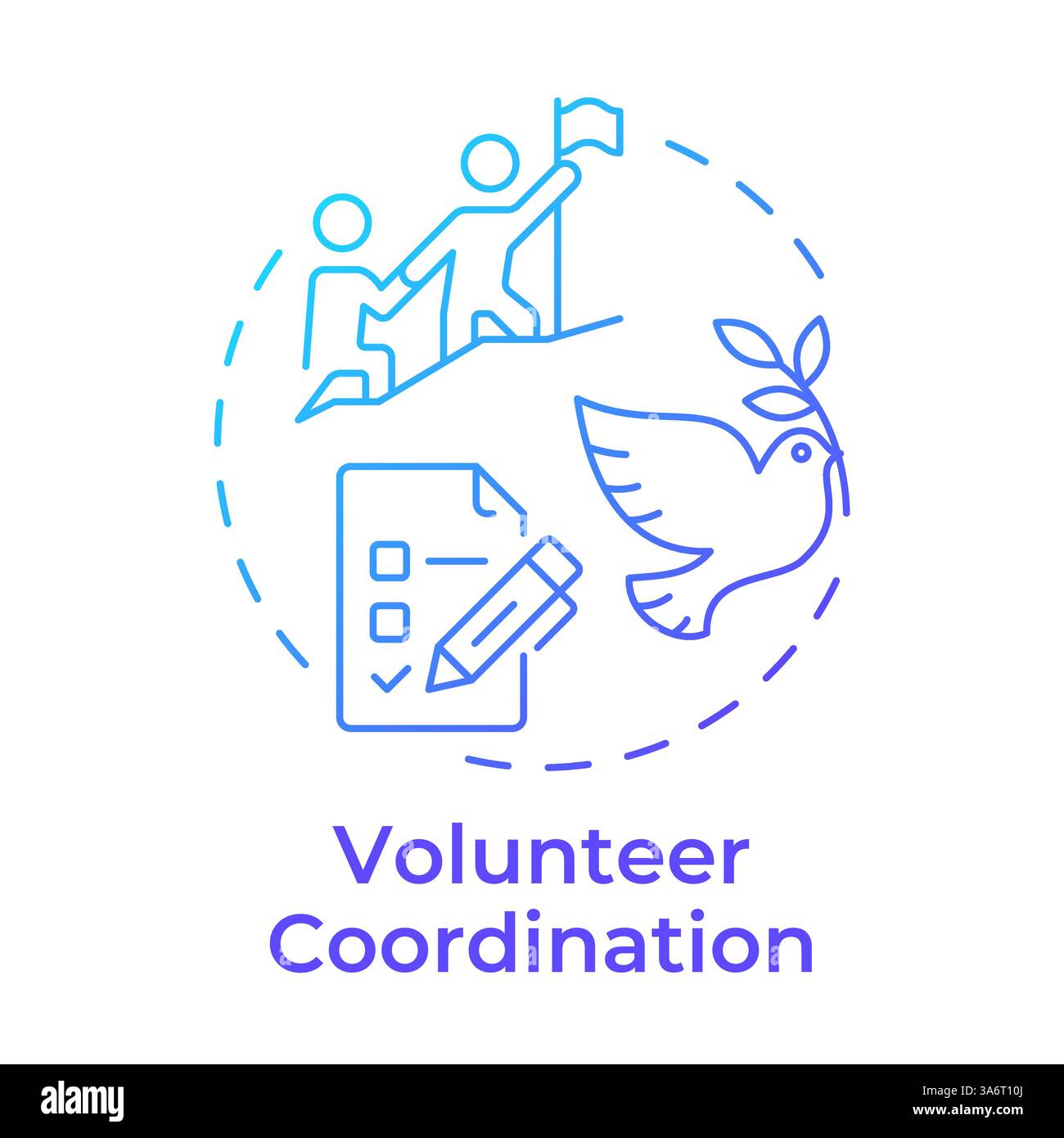 Volunteer coordination blue gradient concept icon Stock Vector