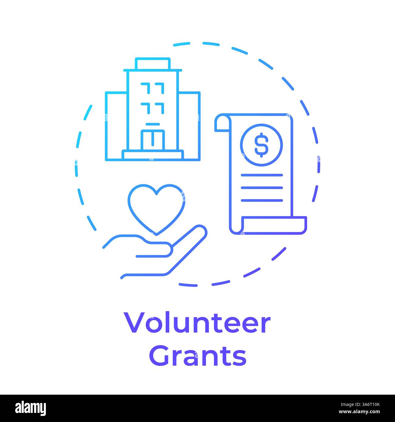 Volunteer grants blue gradient concept icon Stock Vector