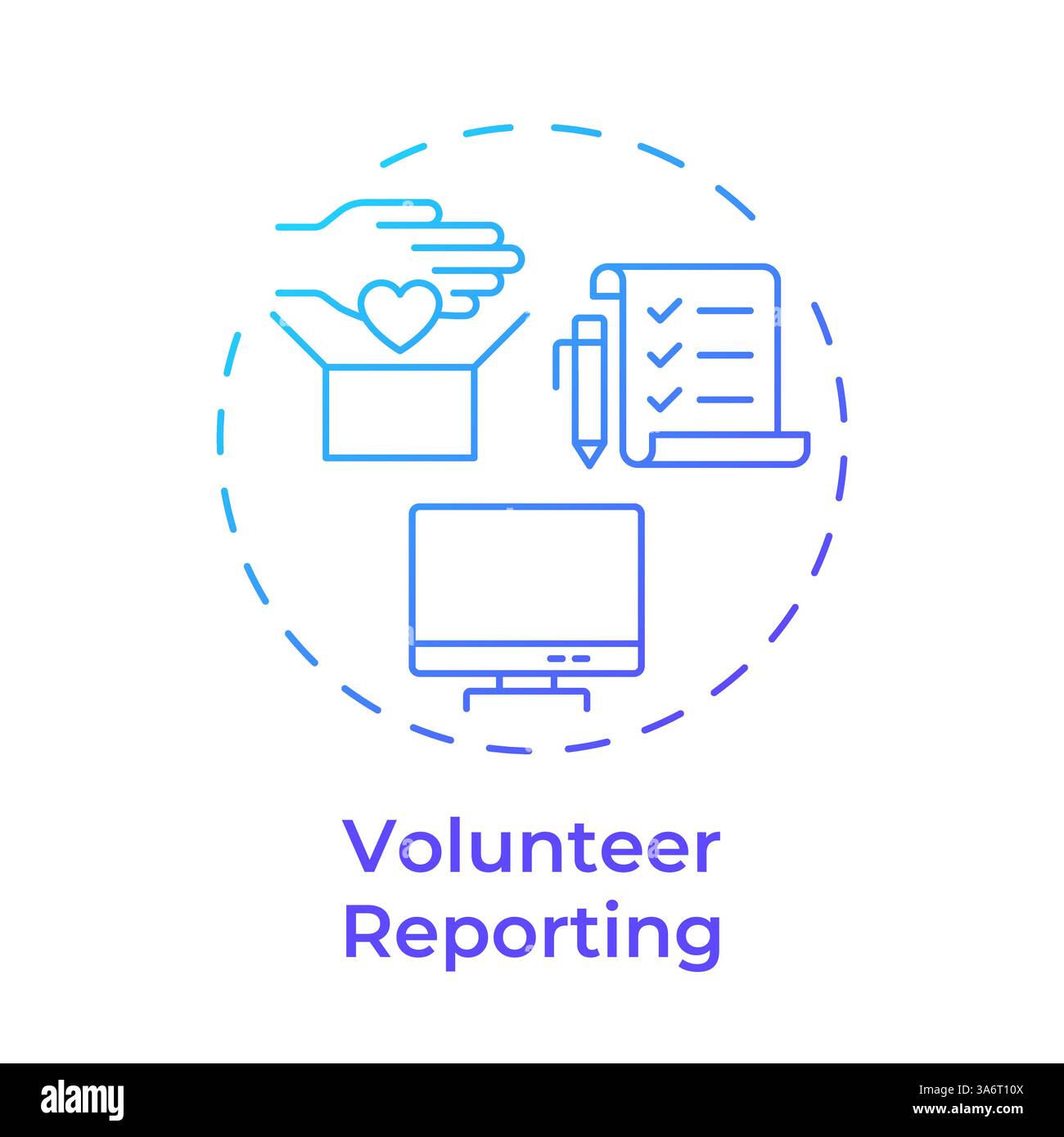 Volunteer reporting blue gradient concept icon Stock Vector