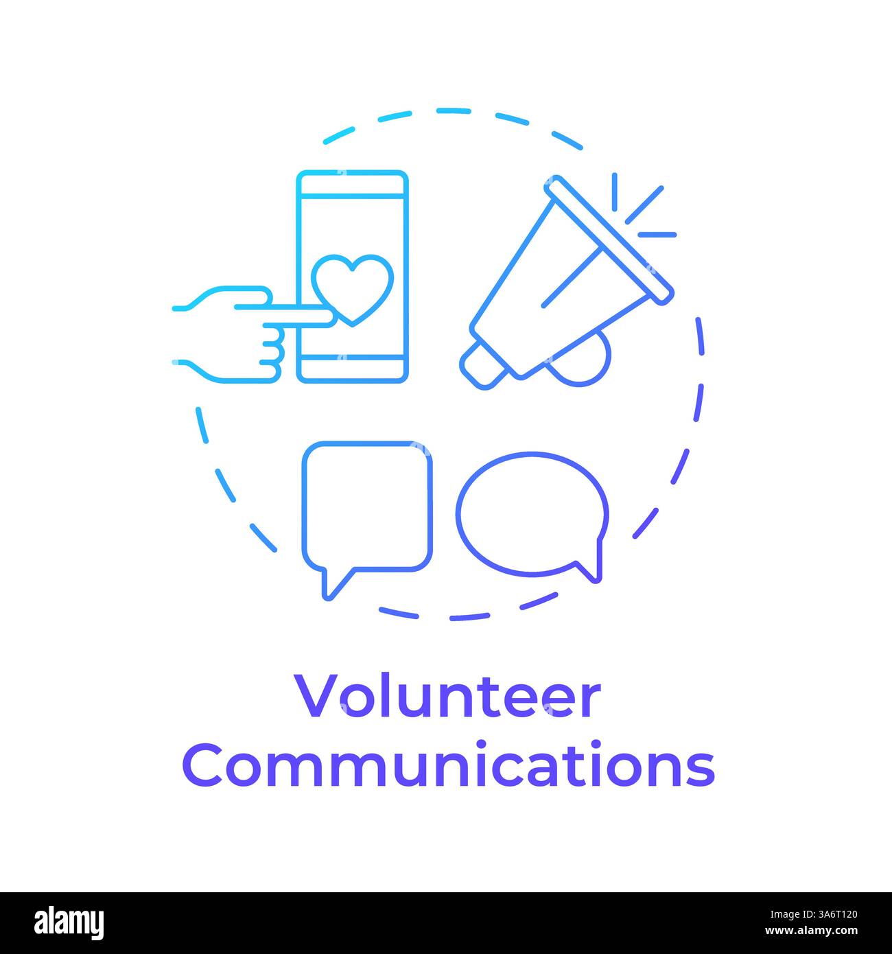 Volunteer communications blue gradient concept icon Stock Vector