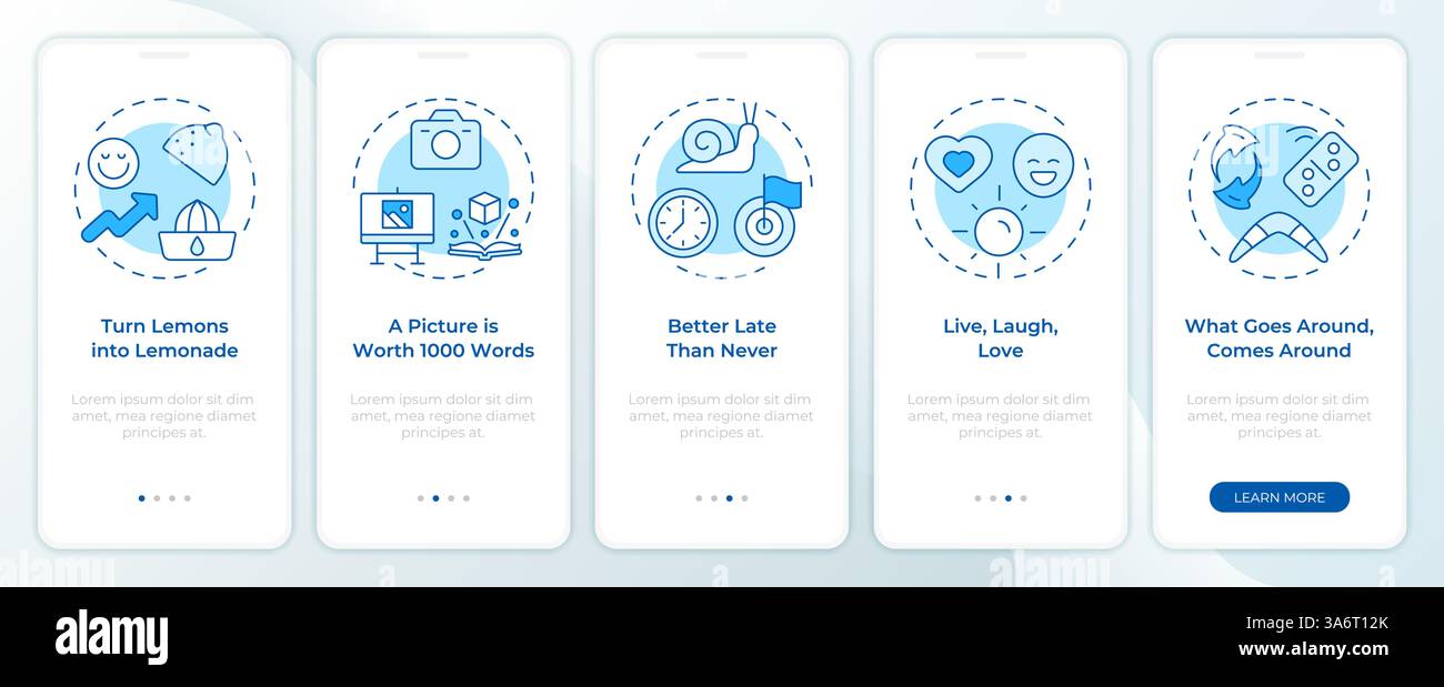 Personal resilience blue onboarding mobile app screen Stock Vector