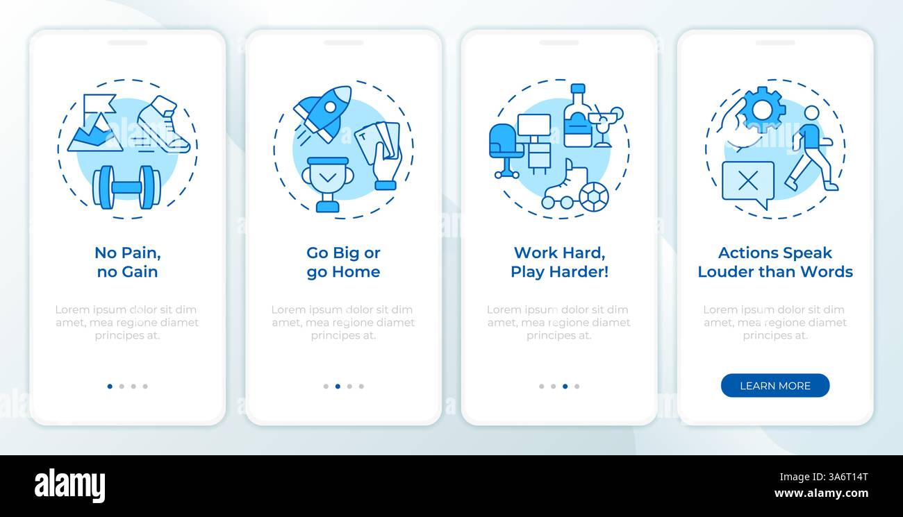 Success wisdom blue onboarding mobile app screen Stock Vector