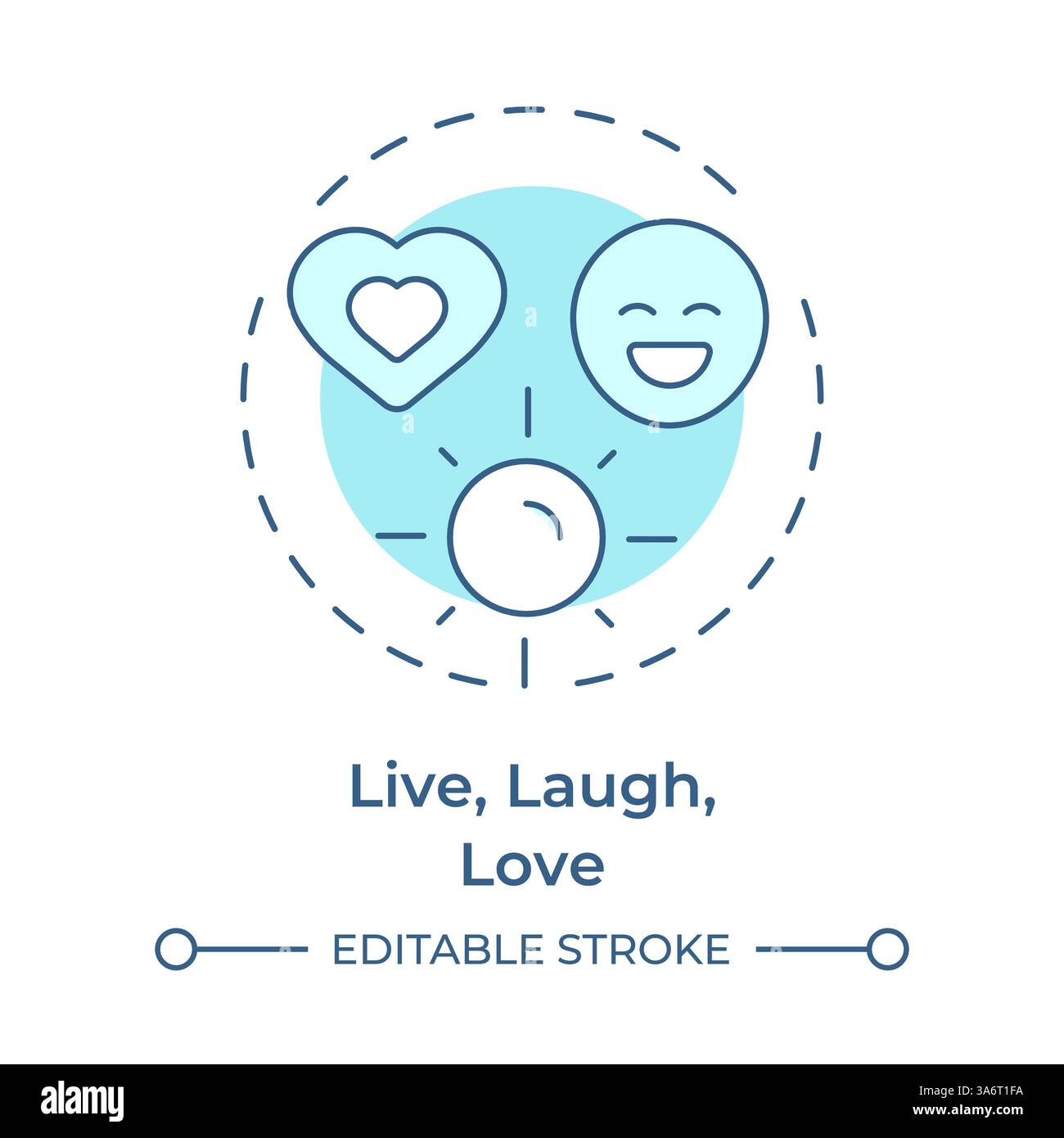 Live laugh love soft blue concept icon Stock Vector