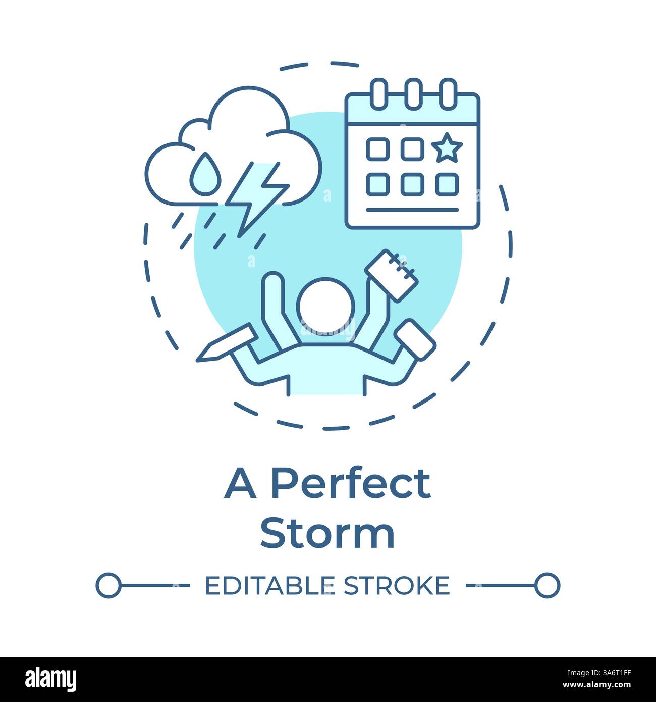 Perfect storm soft blue concept icon Stock Vector