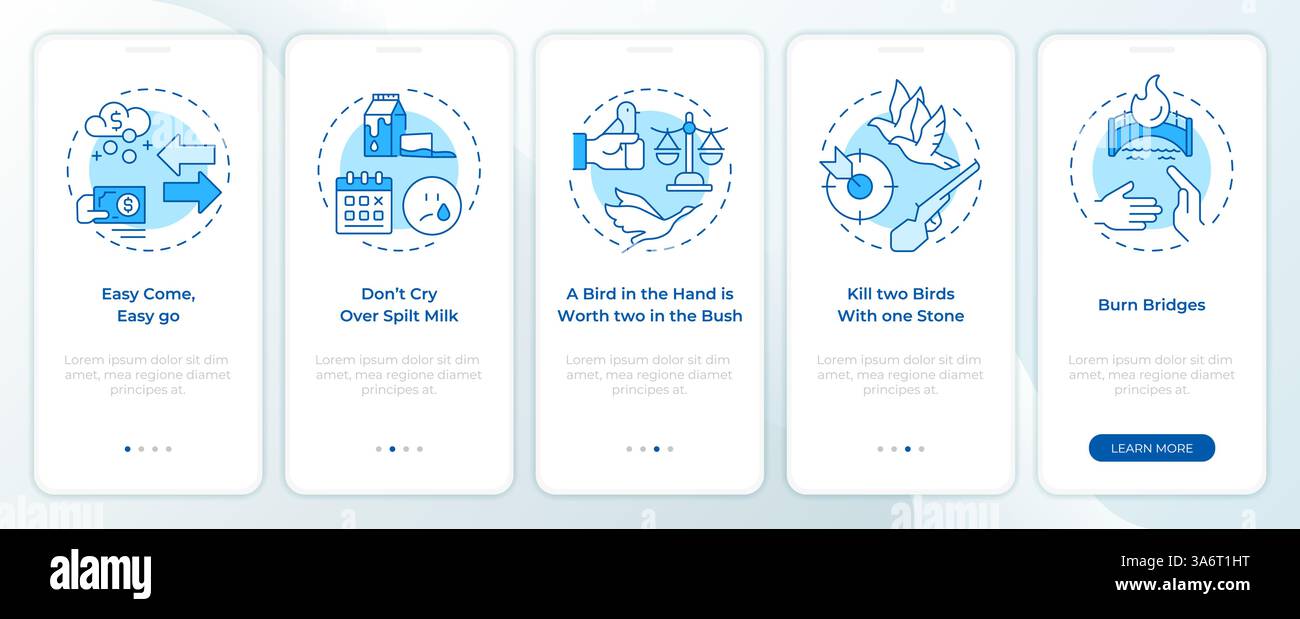 Decision consequences blue onboarding mobile app screen Stock Vector