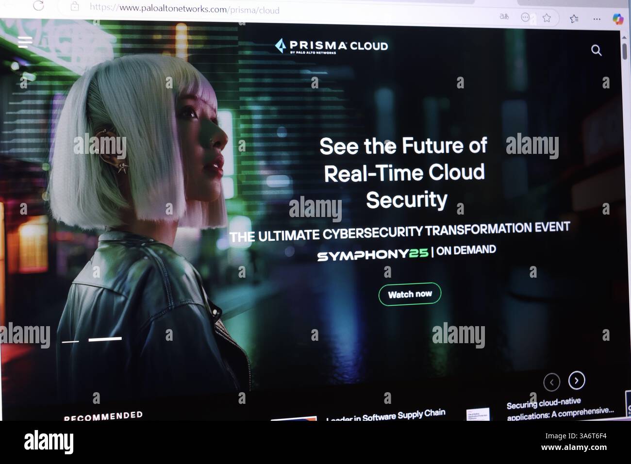 Freyna Advertisement Short Female with short hair watching cloud security event advertisement on ...