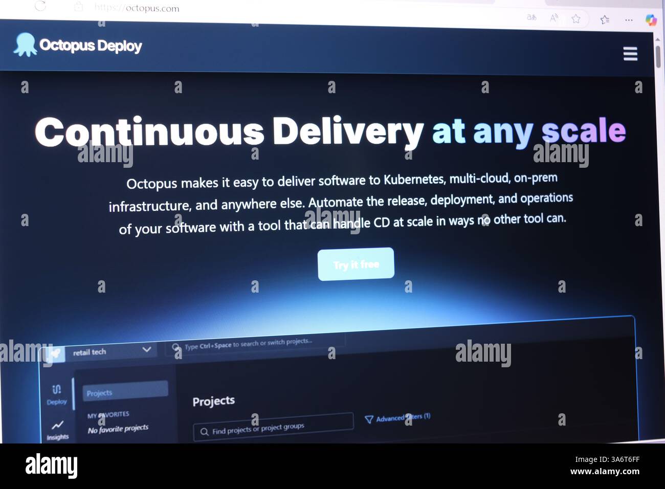 Continuous delivery platform interface for software deployment and management. Stock Photo