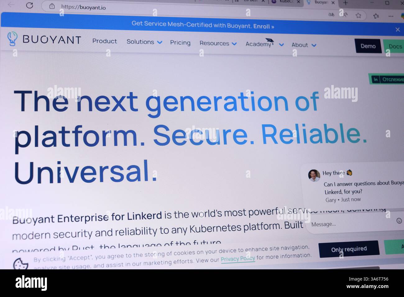 Buoyant platform ui displaying secure and reliable technology interface. Stock Photo