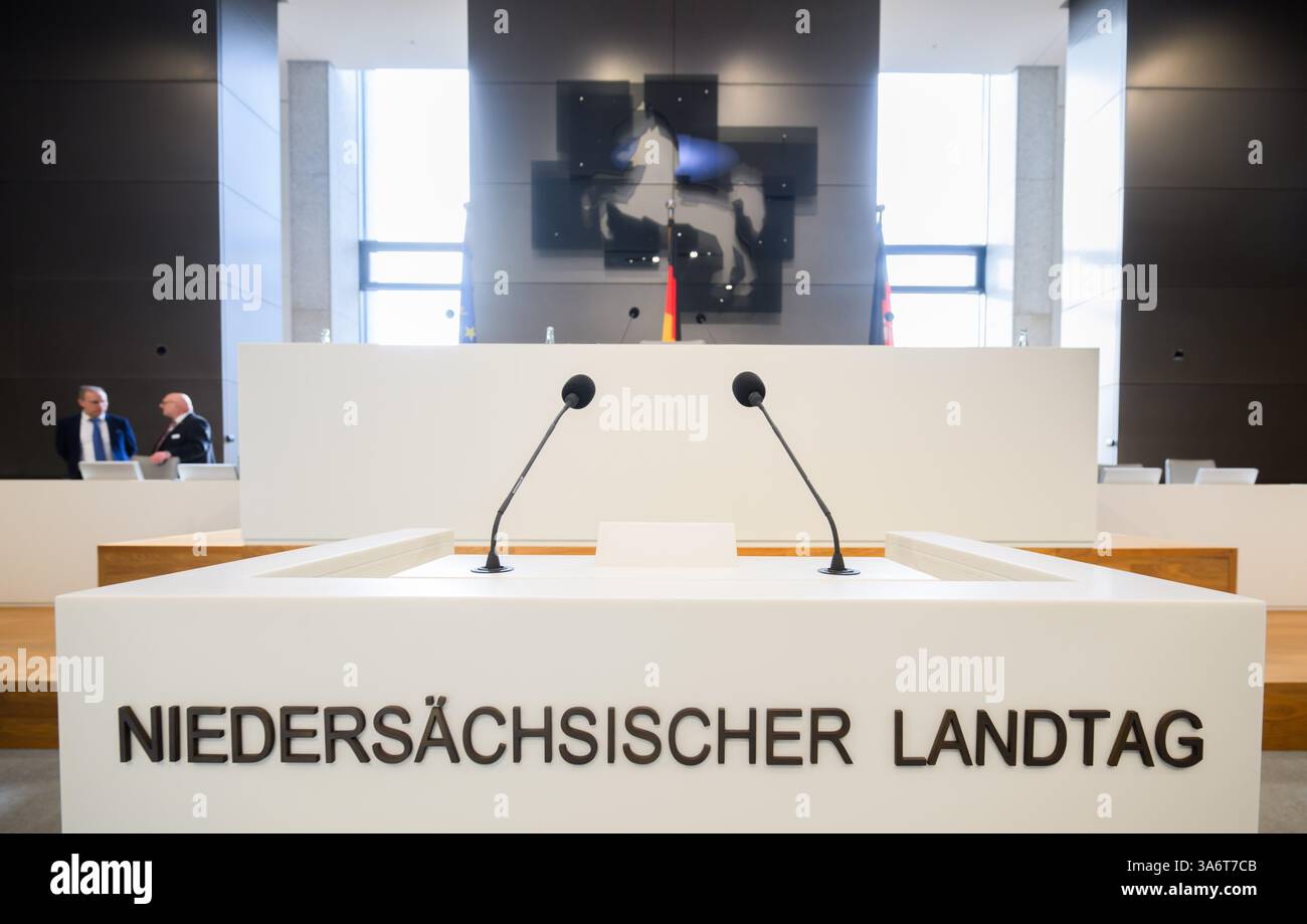26 March 2025, Lower Saxony, Hanover: The lectern is in the Lower ...