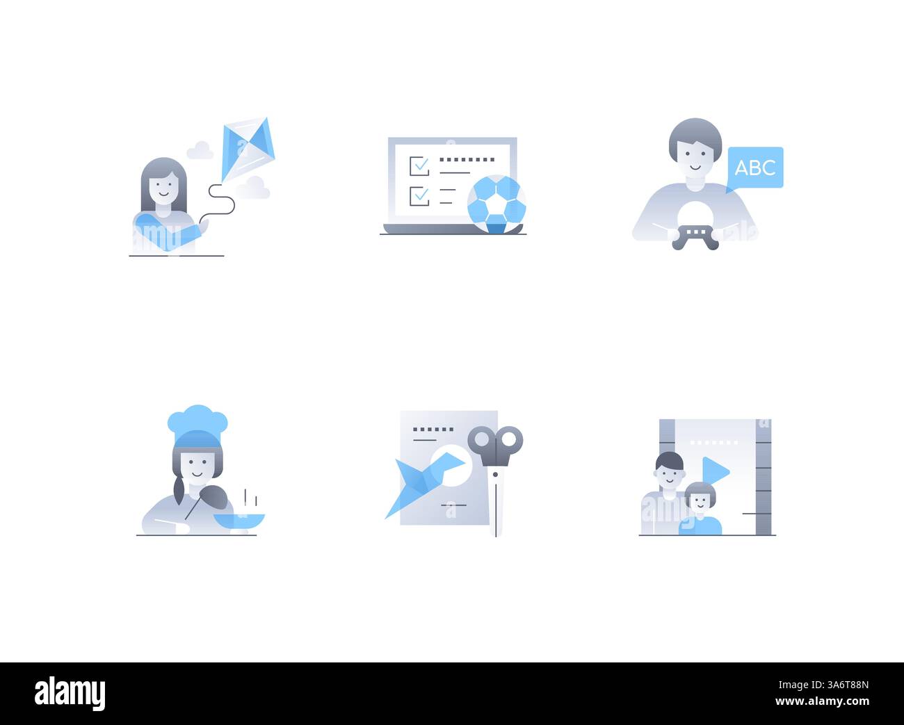 Routine and entertainment - flat design style icons set Stock Vector