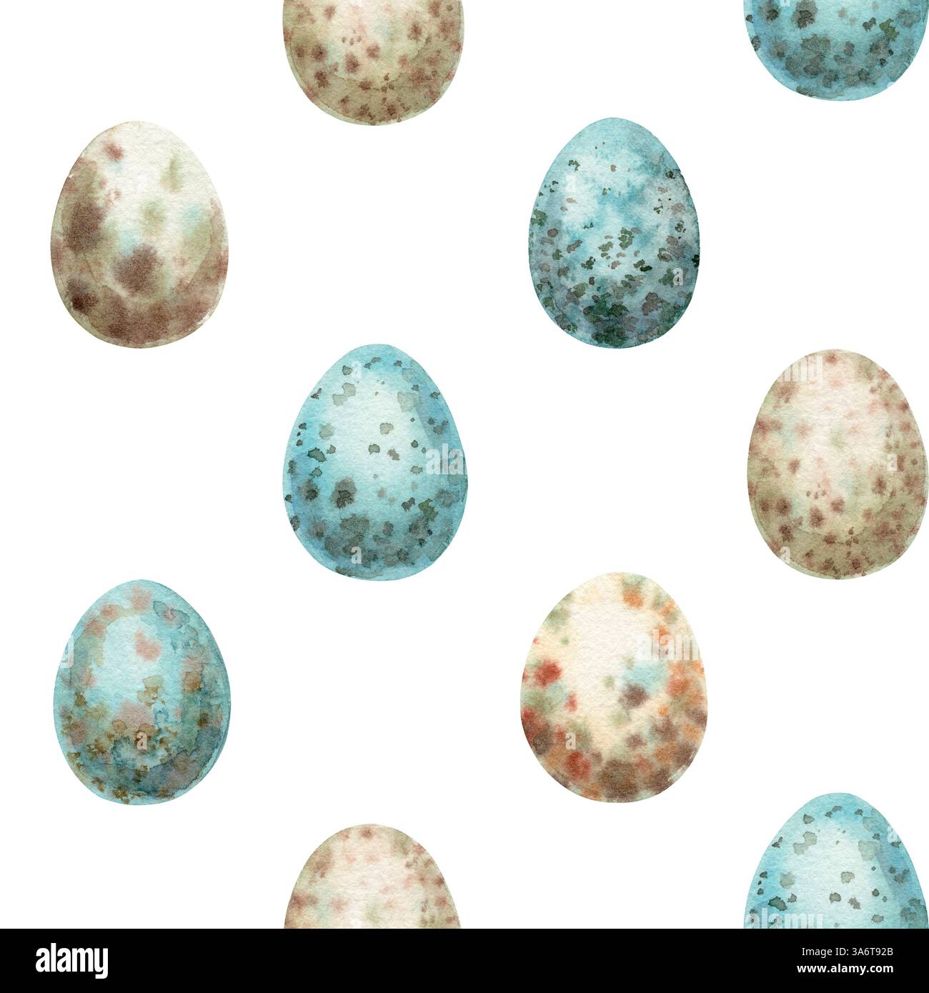 Easter seamless pattern with quail spotted egg on the white background ...
