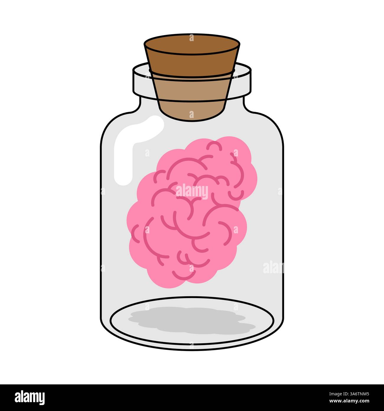 Brain inside glass jar. Alchemical experiment. Ancient spells. Witch's vessel Stock Vector