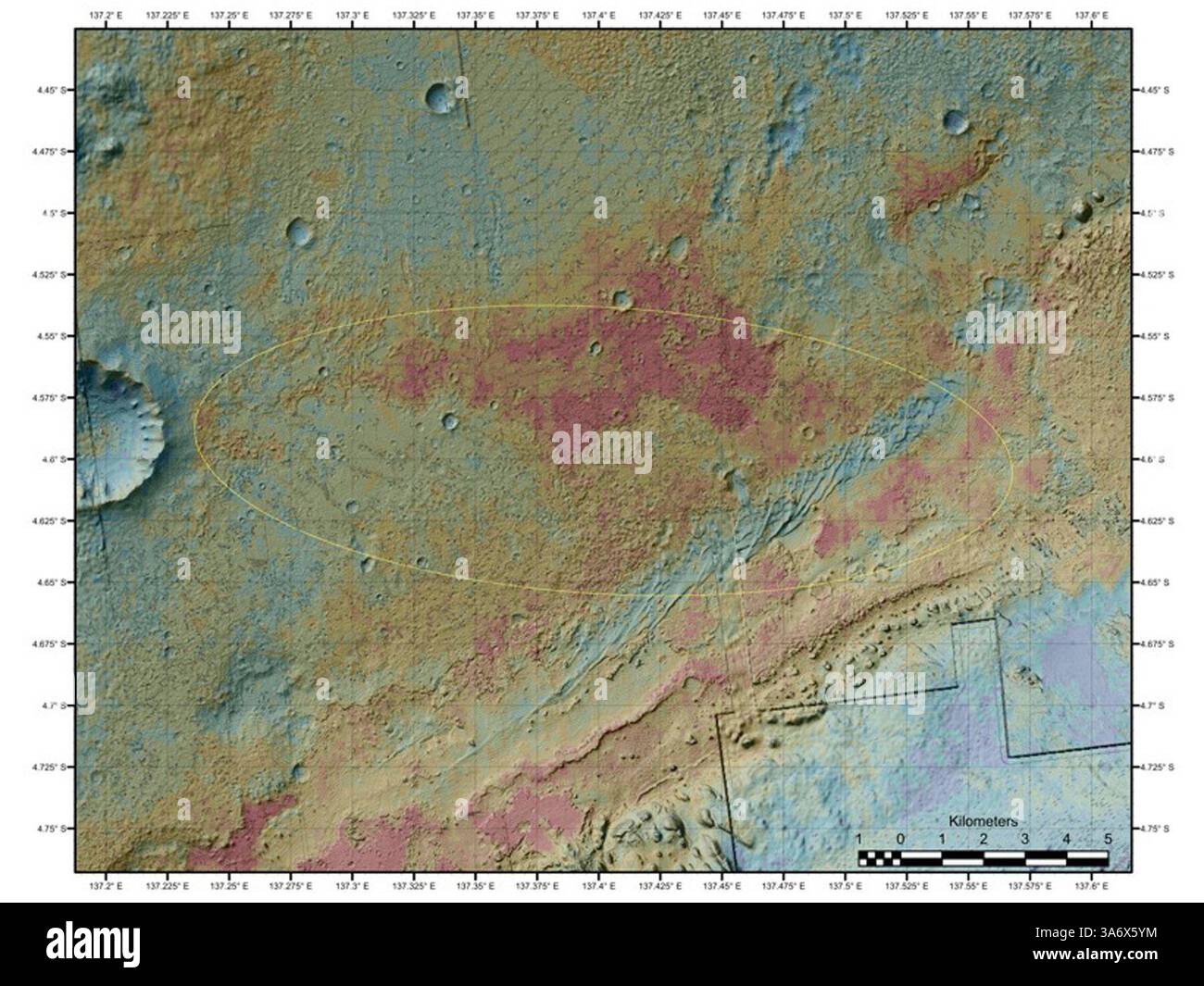 Aug. 6, 2012 - The area where NASA's Curiosity rover will land on Aug ...