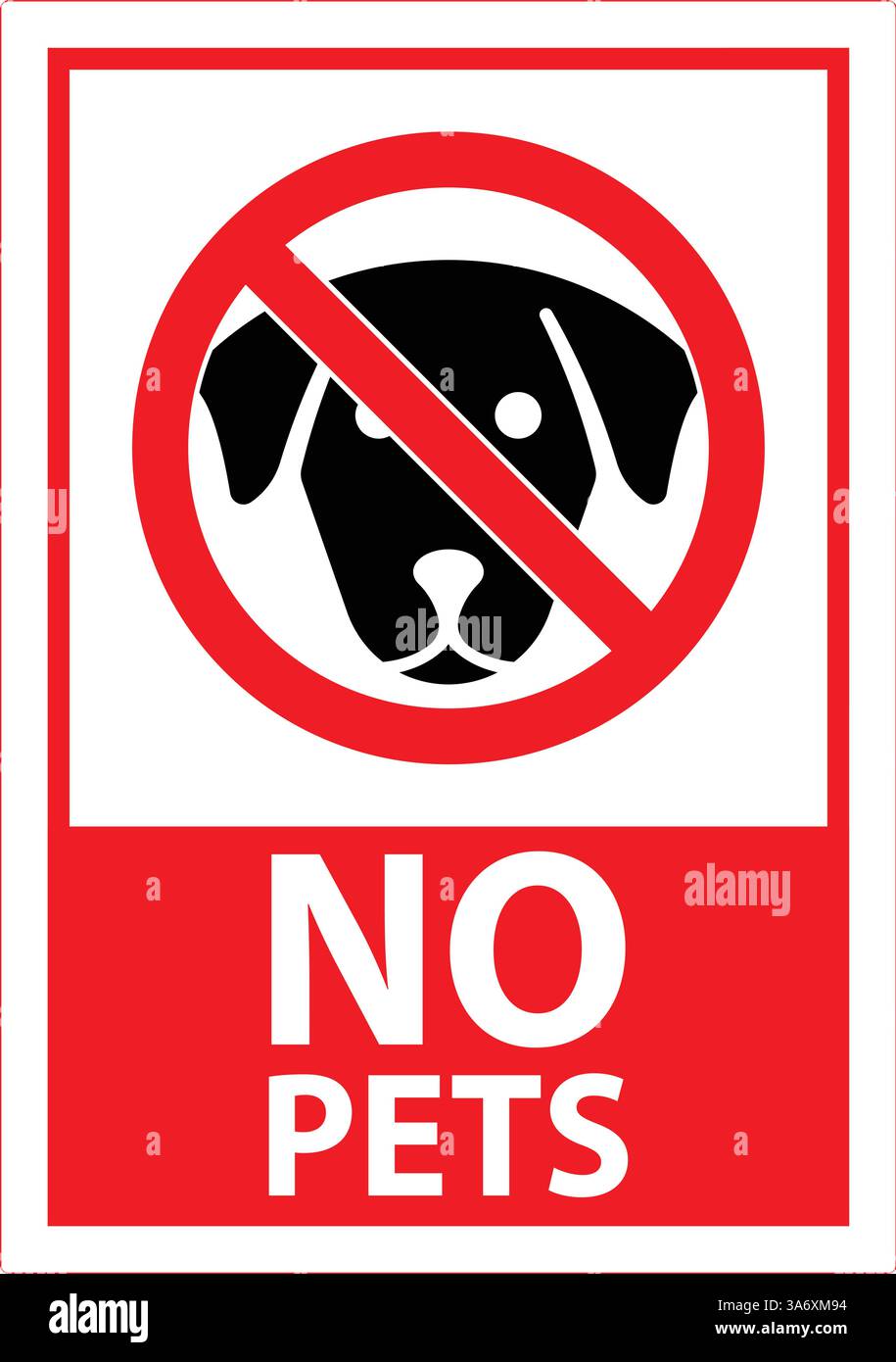 No Pets Allowed Sign Featuring a Black Dog Icon with Striking Red and White Colors for Clear Communication Stock Vector
