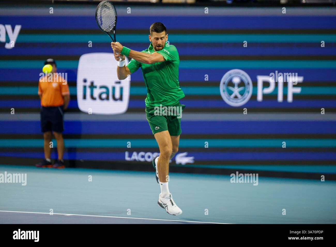 MIAMI GARDENS, FL - MARCH 25: Novak Djokovic (SRB) in action during a ...