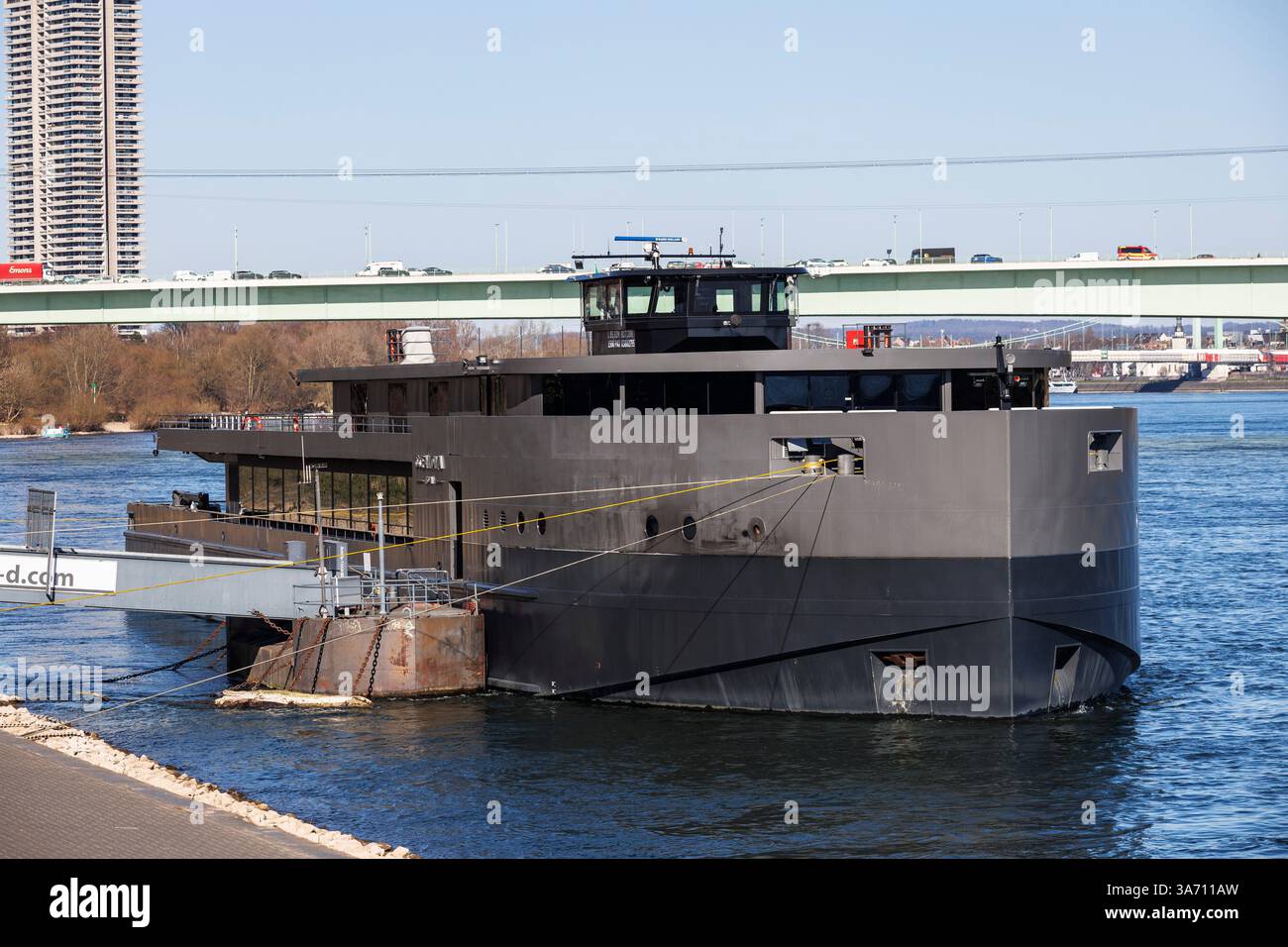 the 100% electrically powered event ship OceanDiva Nova is moored on ...